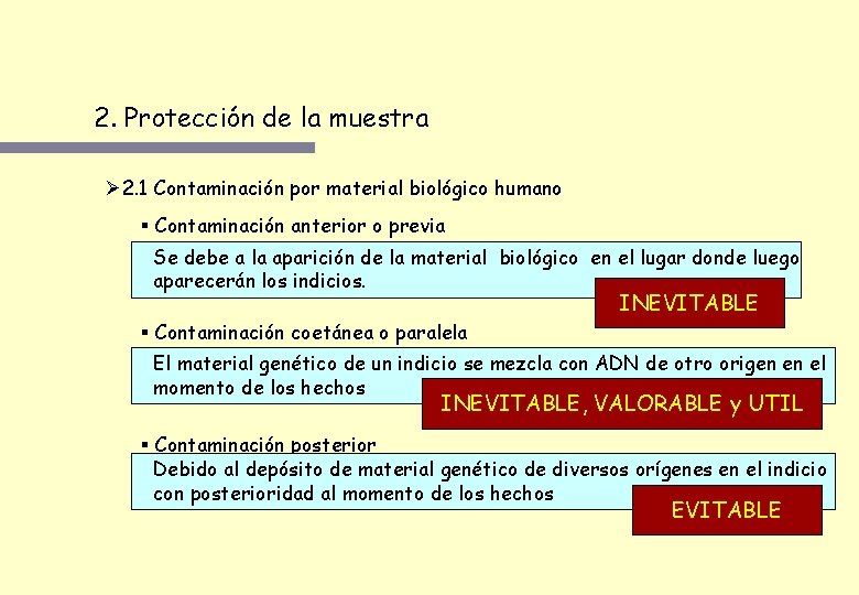 2. Protección de la muestra Ø 2. 1 Contaminación por material biológico humano §