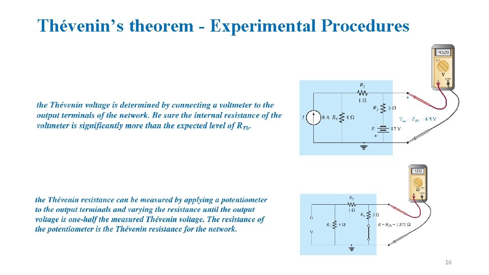 Thévenin’s theorem - Experimental Procedures 16 