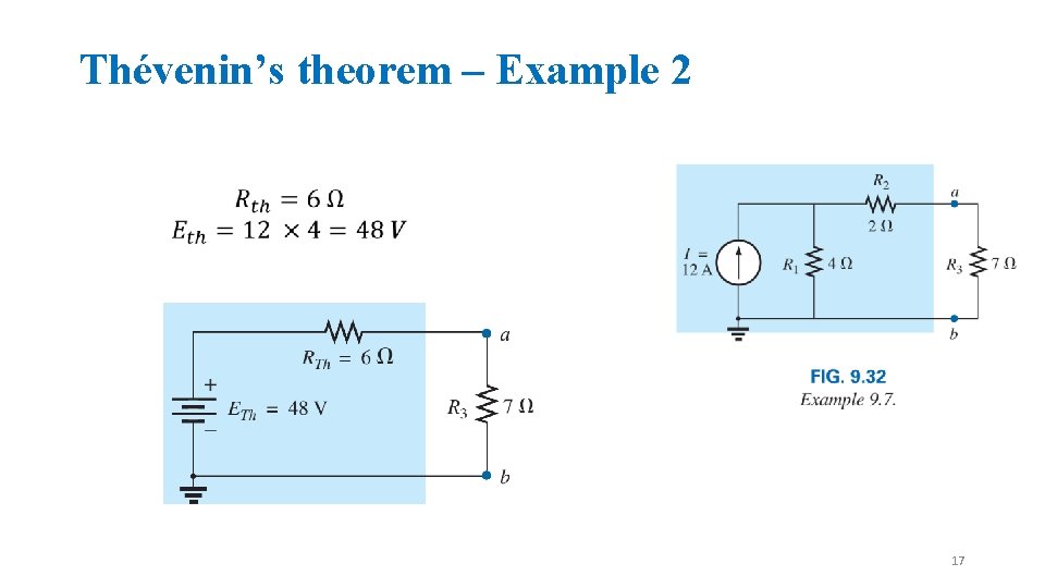 Thévenin’s theorem – Example 2 17 