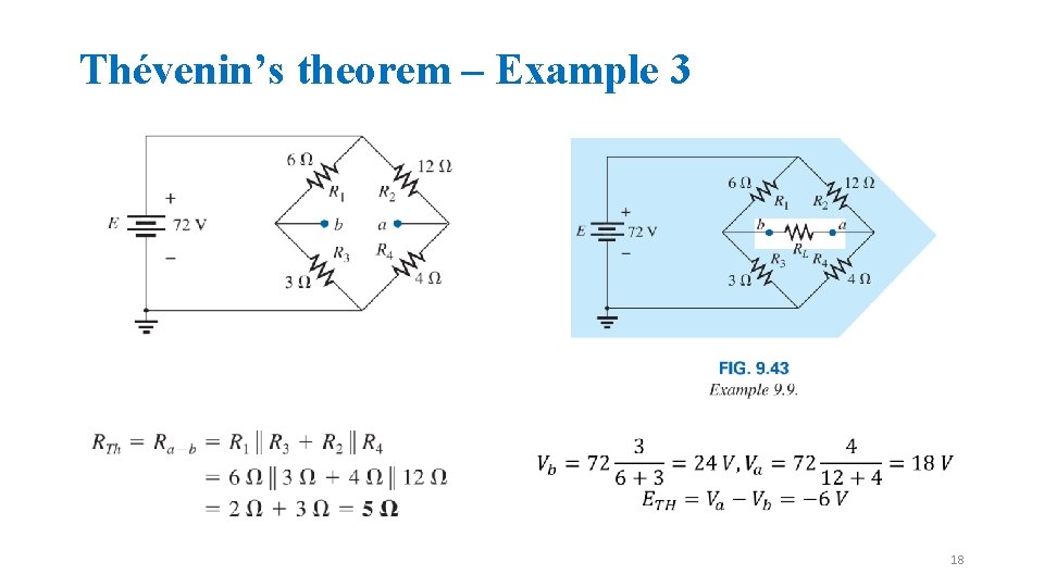 Thévenin’s theorem – Example 3 18 