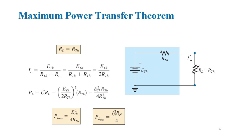 Maximum Power Transfer Theorem 27 