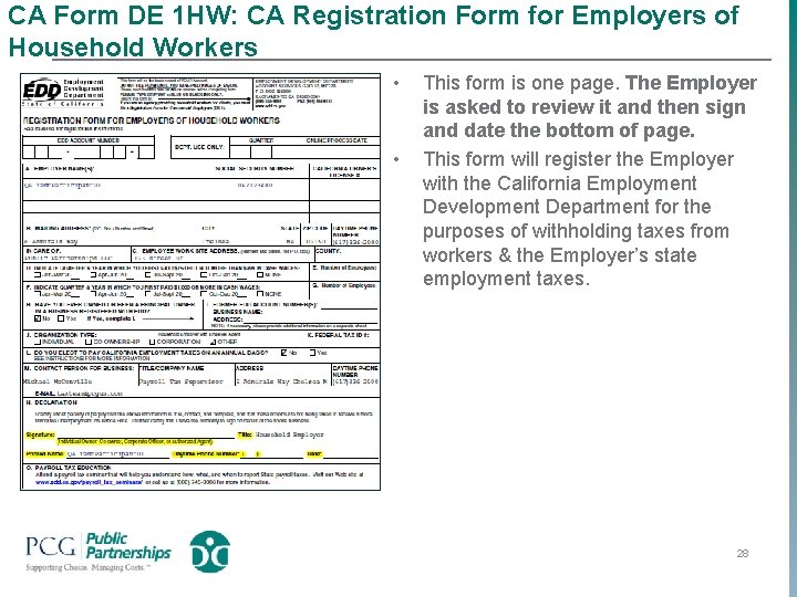 CA Form DE 1 HW: CA Registration Form for Employers of Household Workers •