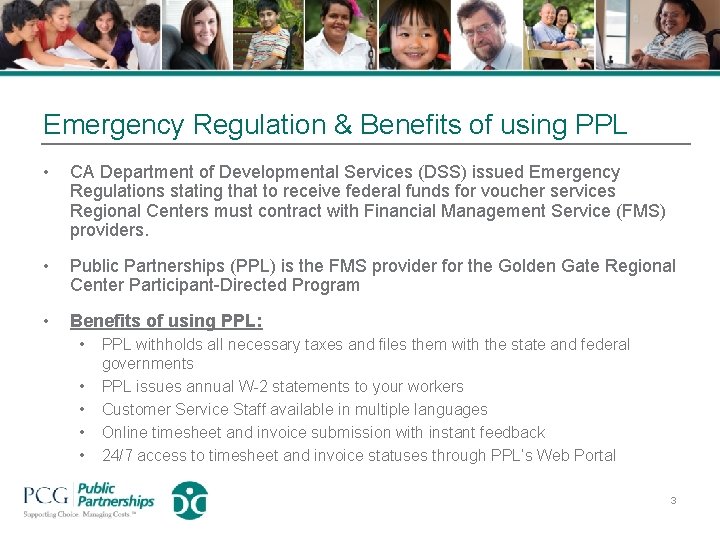 Emergency Regulation & Benefits of using PPL • CA Department of Developmental Services (DSS)