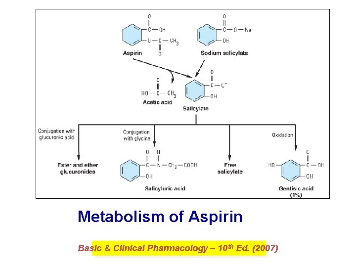 Metabolism of Aspirin Basic & Clinical Pharmacology – 10 th Ed. (2007) Metabolism of Aspirin Basic & Clinical Pharmacology – 10 th Ed. (2007)