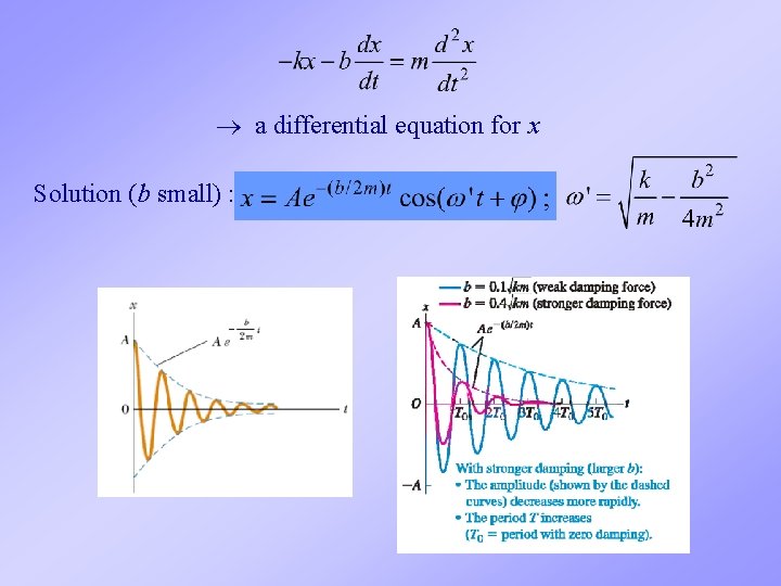  a differential equation for x Solution (b small) : 
