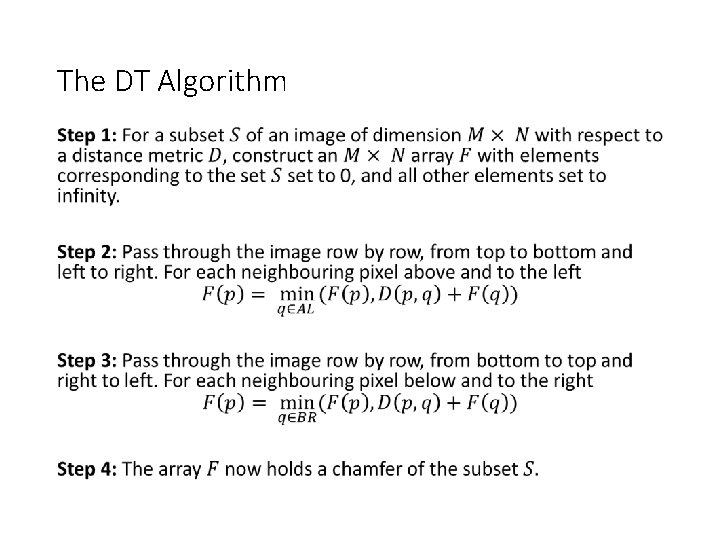 The DT Algorithm • 