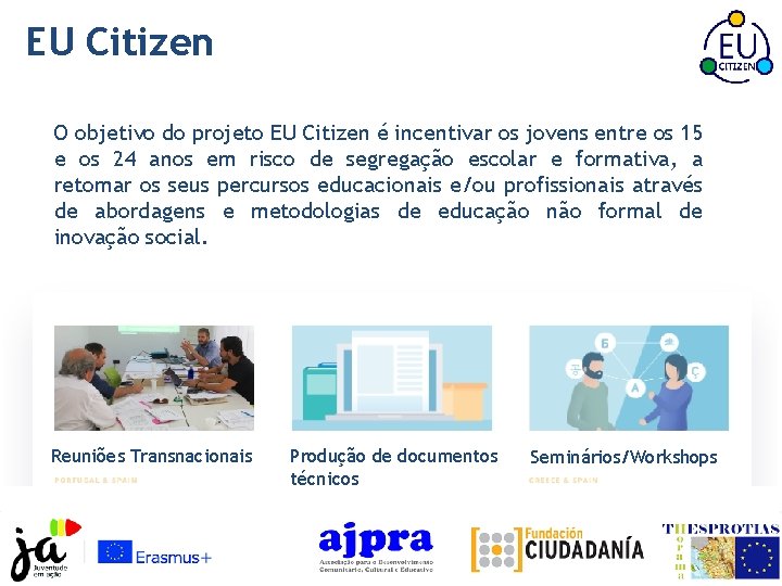 EU Citizen O objetivo do projeto EU Citizen é incentivar os jovens entre os