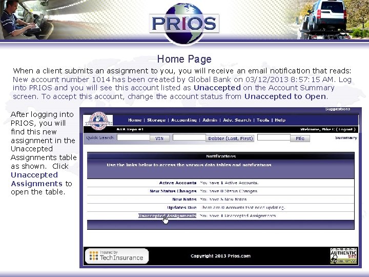 Home Page When a client submits an assignment to you, you will receive an