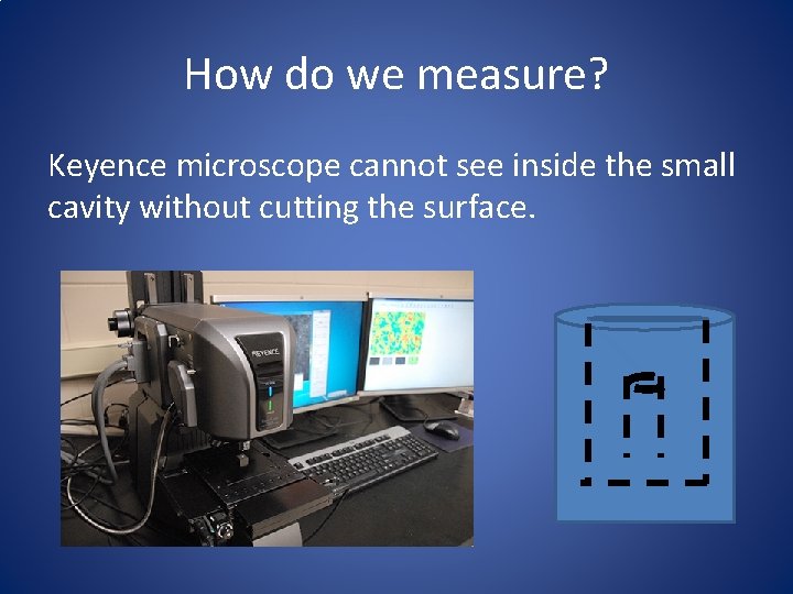 How do we measure? Keyence microscope cannot see inside the small cavity without cutting