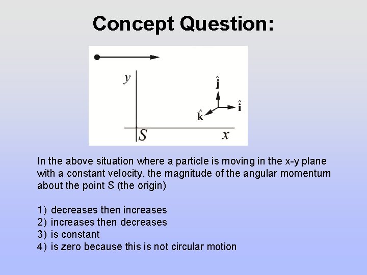 Concept Question: In the above situation where a particle is moving in the x-y Concept Question: In the above situation where a particle is moving in the x-y