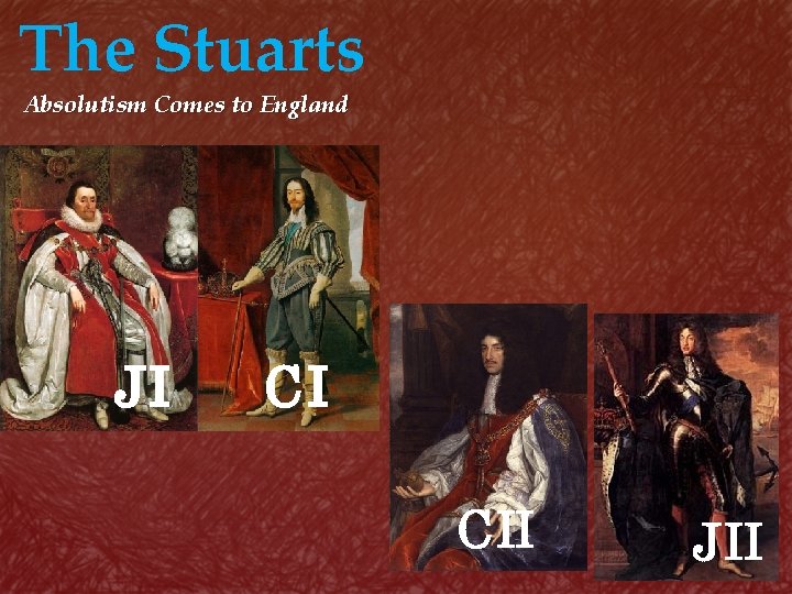 The Stuarts Absolutism Comes to England JI CI C II J II 