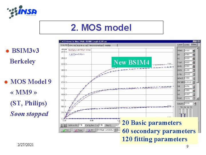 2. MOS model ® BSIM 3 v 3 Berkeley ® New BSIM 4 MOS