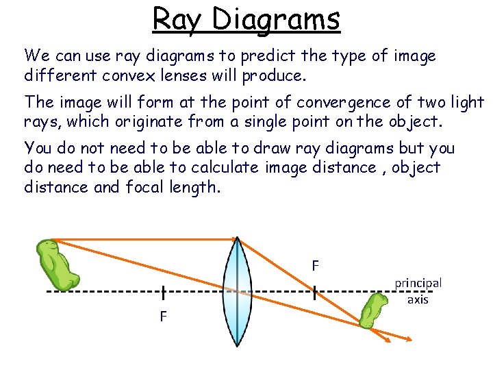 Ray Diagrams We can use ray diagrams to predict the type of image different