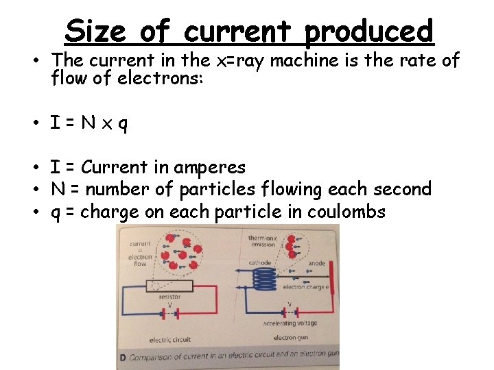 Size of current produced • The current in the x=ray machine is the rate