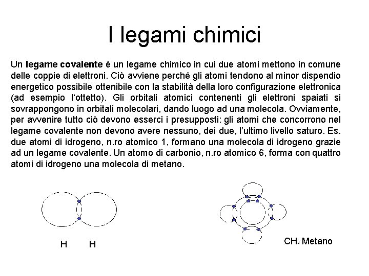 I legami chimici Un legame covalente è un legame chimico in cui due atomi