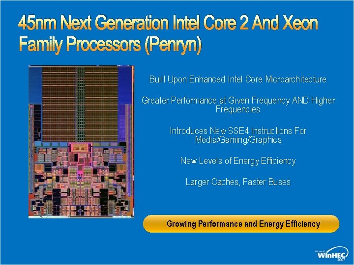 45 nm Next Generation Intel Core 2 And Xeon Family Processors (Penryn) Built Upon