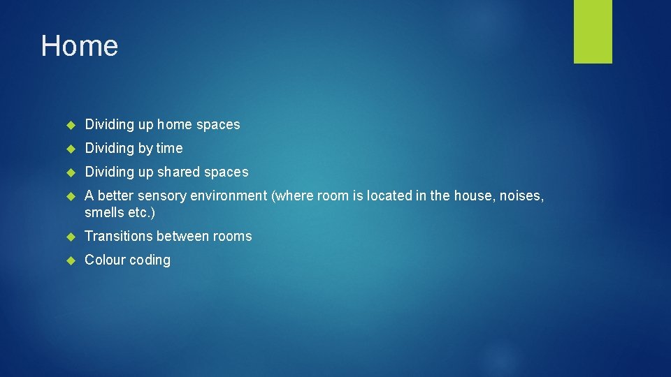 Home Dividing up home spaces Dividing by time Dividing up shared spaces A better
