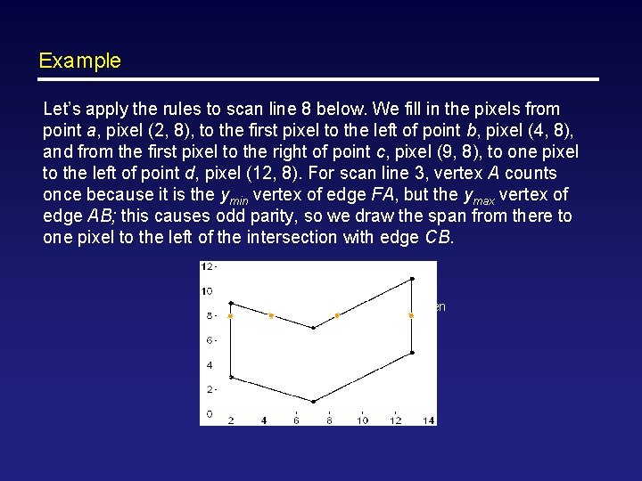 Example Let’s apply the rules to scan line 8 below. We fill in the