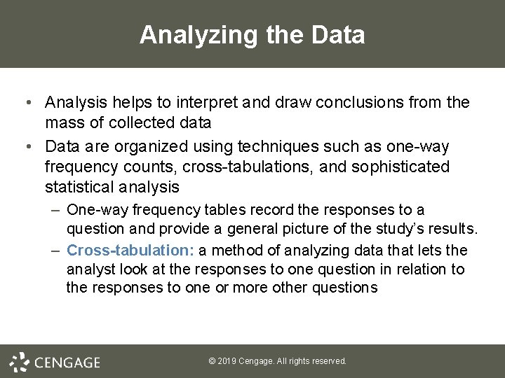 Analyzing the Data • Analysis helps to interpret and draw conclusions from the mass