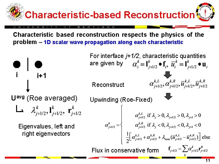 Characteristic-based Reconstruction Characteristic based reconstruction respects the physics of the problem – 1 D