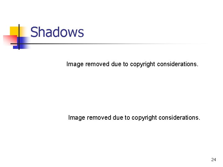 Shadows Image removed due to copyright considerations. 24 