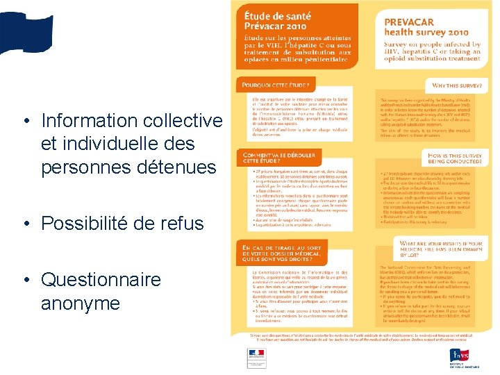  • Information collective et individuelle des personnes détenues • Possibilité de refus •