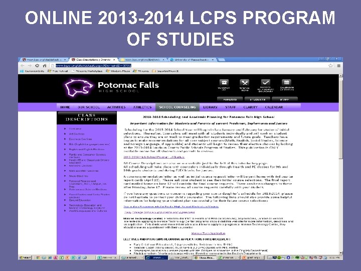 ONLINE 2013 -2014 LCPS PROGRAM OF STUDIES 