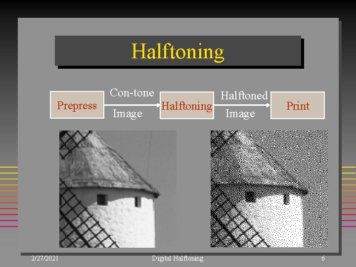 Halftoning Prepress 2/27/2021 Con-tone Image Halftoned Halftoning Image Digital Halftoning Print 6 