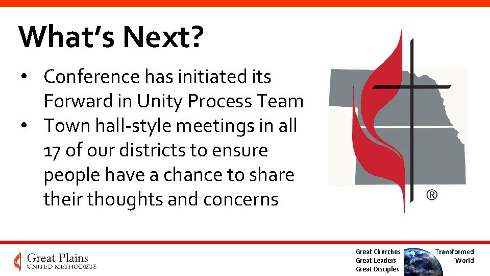 What’s Next? • Conference has initiated its Forward in Unity Process Team • Town What’s Next? • Conference has initiated its Forward in Unity Process Team • Town
