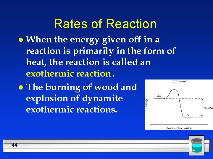 Rates of Reaction When the energy given off in a reaction is primarily in