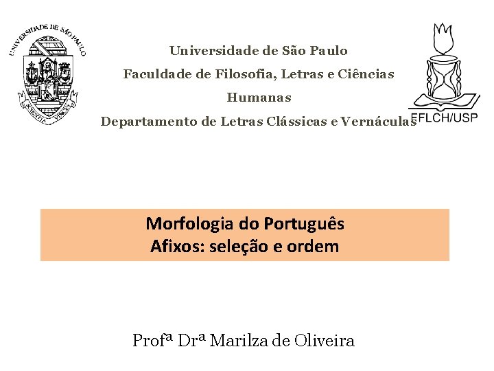 Universidade de São Paulo Faculdade de Filosofia, Letras e Ciências Humanas Departamento de Letras