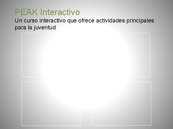 PEAK Interactivo Un curso interactivo que ofrece actividades principales para la juventud 