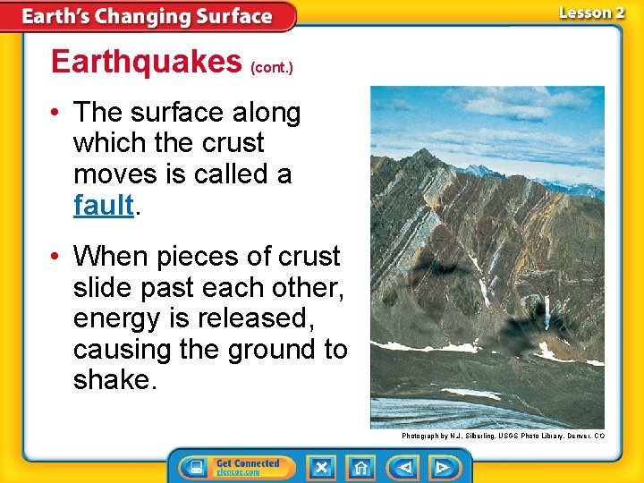 Earthquakes (cont. ) • The surface along which the crust moves is called a Earthquakes (cont. ) • The surface along which the crust moves is called a