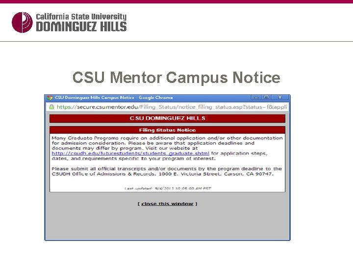 CSU Mentor Campus Notice 