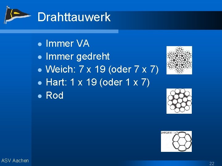 Drahttauwerk l l l ASV Aachen Immer VA Immer gedreht Weich: 7 x 19