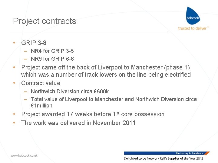 Project contracts • GRIP 3 -8 – NR 4 for GRIP 3 -5 –