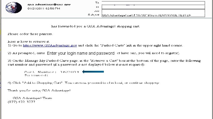 Advantage Tester@gsa. gov Confirmation Email Enter your login name and password 67 