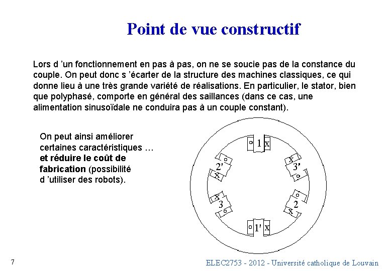 Point de vue constructif Lors d ’un fonctionnement en pas à pas, on ne Point de vue constructif Lors d ’un fonctionnement en pas à pas, on ne