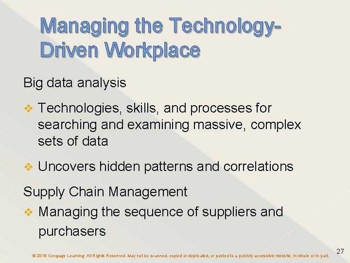 Managing the Technology. Driven Workplace Big data analysis Technologies, skills, and processes for searching