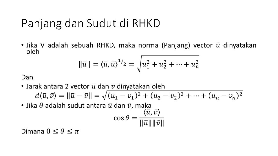 Panjang dan Sudut di RHKD • 