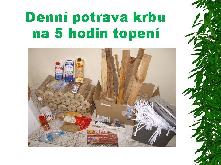 Denní potrava krbu na 5 hodin topení 