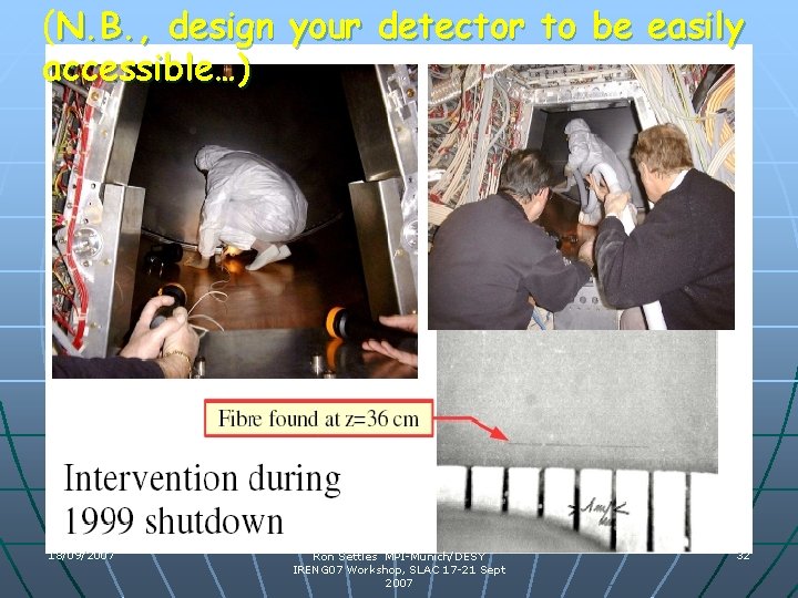 (N. B. , design your detector to be easily accessible…) 18/09/2007 Ron Settles MPI-Munich/DESY (N. B. , design your detector to be easily accessible…) 18/09/2007 Ron Settles MPI-Munich/DESY
