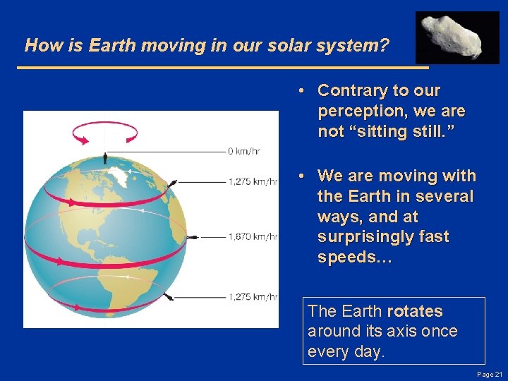 How is Earth moving in our solar system? • Contrary to our perception, we