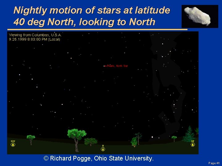 Nightly motion of stars at latitude 40 deg North, looking to North © Richard