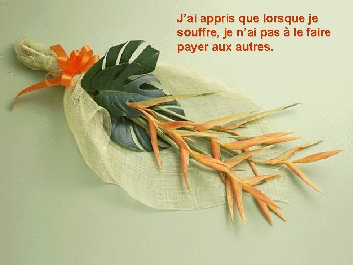 J’ai appris que lorsque je souffre, je n’ai pas à le faire payer aux