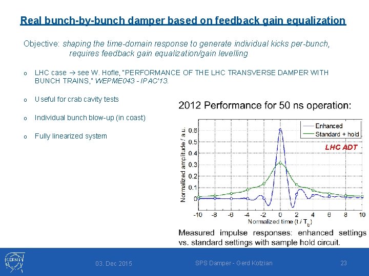 Real bunch-by-bunch damper based on feedback gain equalization Objective: shaping the time-domain response to