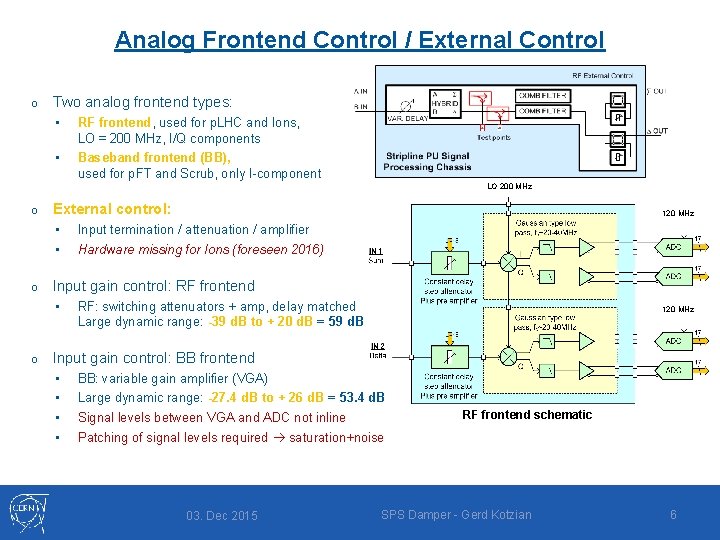 Analog Frontend Control / External Control o Two analog frontend types: • RF frontend,