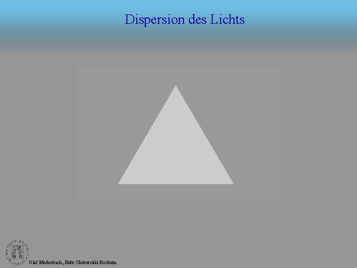 Dispersion des Lichts Olaf Medenbach, Ruhr-Universität Bochum 