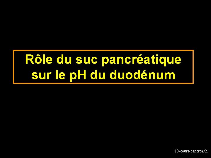 Rôle du suc pancréatique sur le p. H du duodénum 10 -cours-pancreas 21 