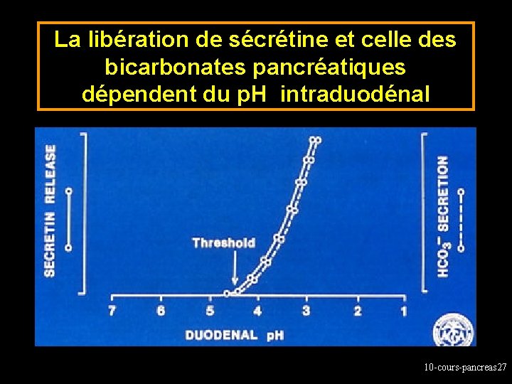 La libération de sécrétine et celle des bicarbonates pancréatiques dépendent du p. H intraduodénal